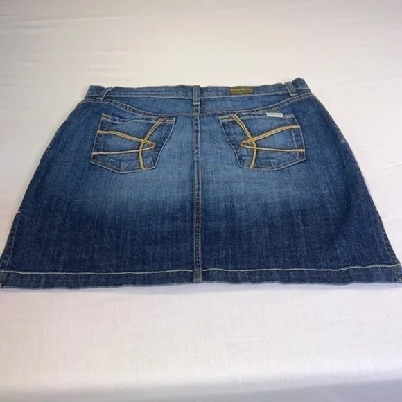 David Kahn Skirts | David Kahn Cindy Denim Embroidered Pocket Skirt Blue… - Picture 2 of 6